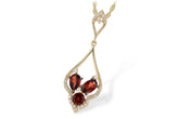 14KT Yellow Gold 3 Garnet Free-Moving Pendant with Diamonds
